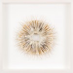 Millstone 01 | material: flax, japanese kimonolabels | 55 x 55 x 5 cm framed